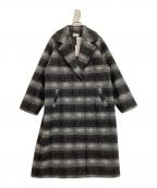 PLSTプラステ）の古着「シャギーチェックチェスターコート」｜ブラック