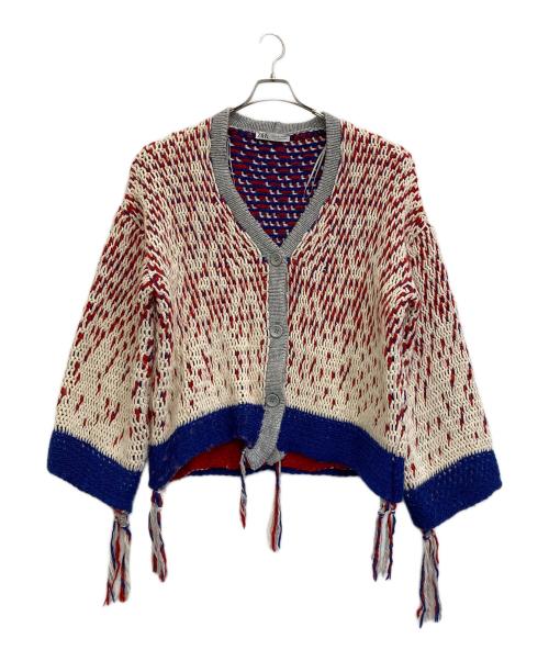 ZARA（ザラ）ZARA (ザラ) フリンジニットカーディガン レッド サイズ:MLの古着・服飾アイテム