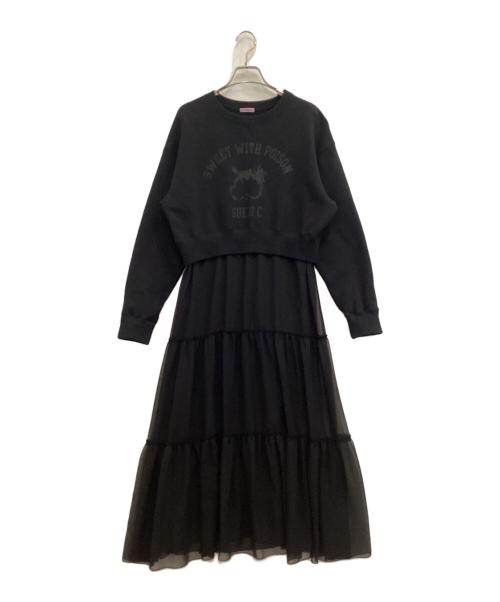 SueUNDERCOVER（スーアンダーカバー）SueUNDERCOVER (スーアンダーカバー) スウェットドッキングワンピース ブラック サイズ:2の古着・服飾アイテム