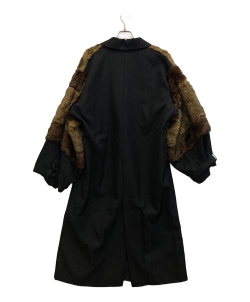 MURUA（ムルーア）MURUA (ムルーア) ファー切替トレンチコ-ト ブラック サイズ:Fの古着・服飾アイテム