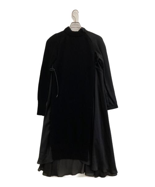 sacai（サカイ）sacai (サカイ) Wool Knit x Satin Dress ブラック サイズ:1の古着・服飾アイテム