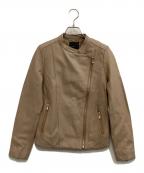 Nobleノーブル）の古着「ソフトラムレザーライダースブルゾン」｜ベージュ