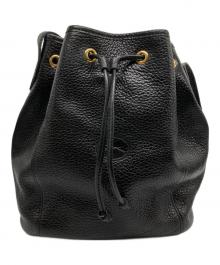 LONGCHAMP（ロンシャン）の古着「巾着レザーバッグ」｜ブラック