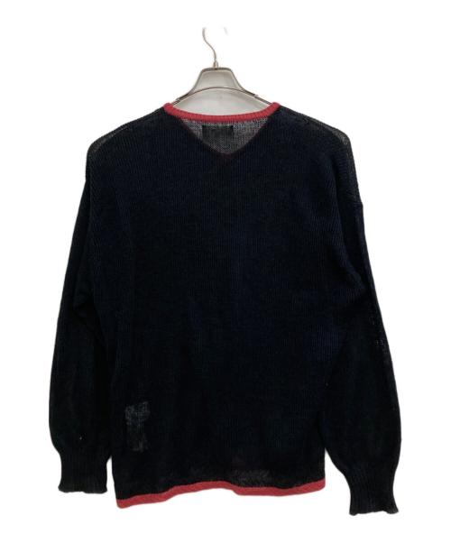 COMME des GARCONS HOMME（コムデギャルソン オム）COMME des GARCONS HOMME (コムデギャルソン オム) 麻Vネックニット ブラック サイズ:-の古着・服飾アイテム