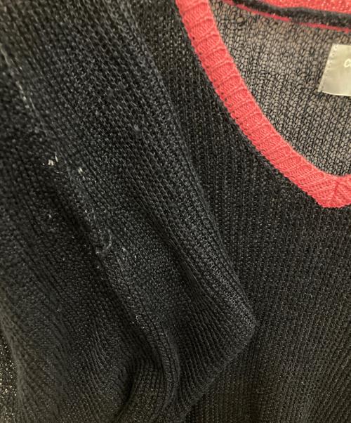 COMME des GARCONS HOMME（コムデギャルソン オム）COMME des GARCONS HOMME (コムデギャルソン オム) 麻Vネックニット ブラック サイズ:-の古着・服飾アイテム