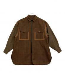 TOMORROW LAND（トゥモローランド）の古着「ウールポリエステル ジップアップシャツブルゾン」｜ブラウン