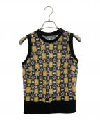 wacoal diaワコールディア）の古着「総柄ノースリーブカットソー」｜ブラック×イエロー
