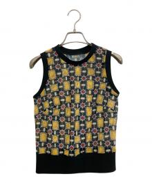 wacoal dia（ワコールディア）の古着「総柄ノースリーブカットソー」｜ブラック×イエロー