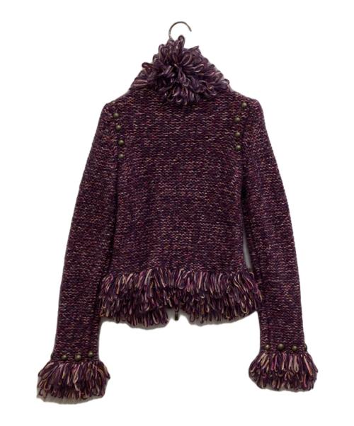 EPOCA（エポカ）EPOCA (エポカ) モヘヤ混ニットジャケット パープル サイズ:40の古着・服飾アイテム