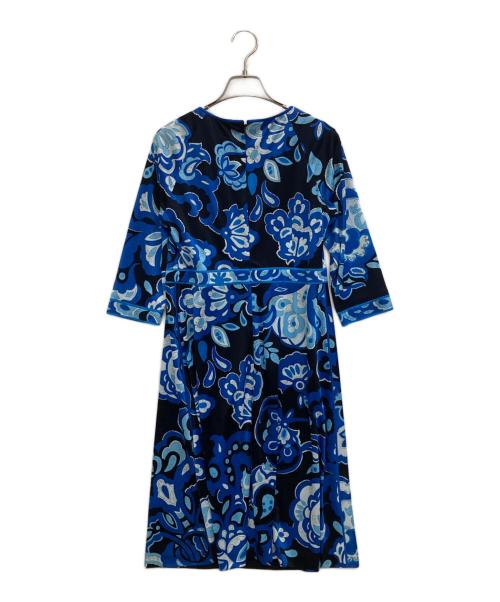 LEONARD（レオナール）LEONARD (レオナール) 総柄ワンピース ブルー サイズ:38の古着・服飾アイテム