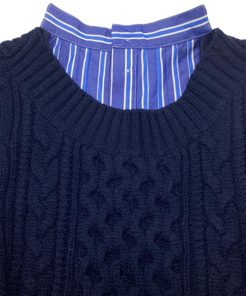 sacai（サカイ）sacai (サカイ) ウールニット切替 バックプリーツシャツ スカイブルー サイズ:1の古着・服飾アイテム