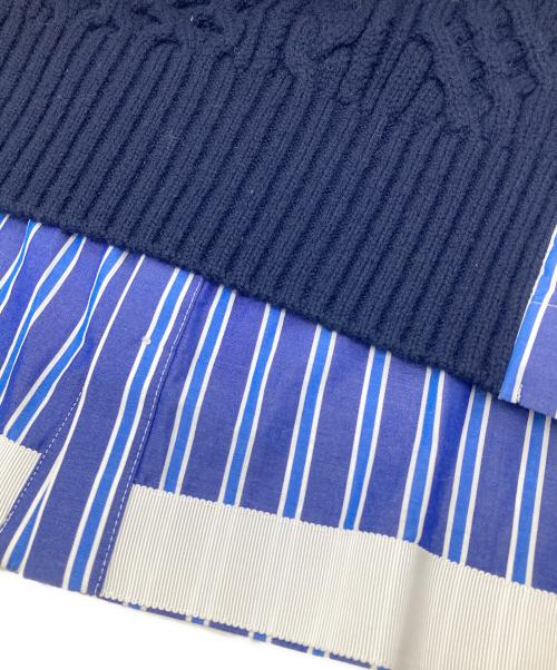 sacai（サカイ）sacai (サカイ) ウールニット切替 バックプリーツシャツ スカイブルー サイズ:1の古着・服飾アイテム