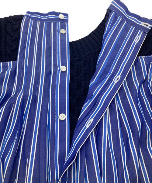 sacai（サカイ）sacai (サカイ) ウールニット切替 バックプリーツシャツ スカイブルー サイズ:1の古着・服飾アイテム