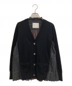 sacaiサカイ）の古着「チェックプリーツカーディガン」｜ブラック