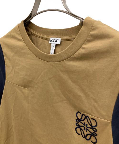 LOEWE（ロエベ）LOEWE (ロエベ) 半袖刺繍カットソー ベージュ×ネイビー サイズ:-の古着・服飾アイテム