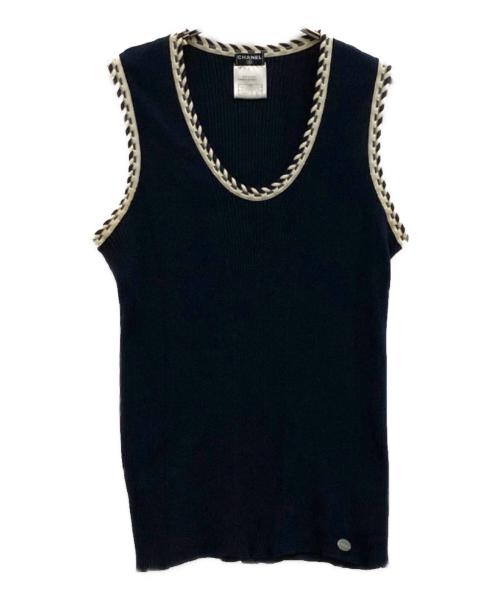 CHANEL（シャネル）CHANEL (シャネル) 胸ココマーク トリム タンクトップ ネイビー サイズ:42の古着・服飾アイテム