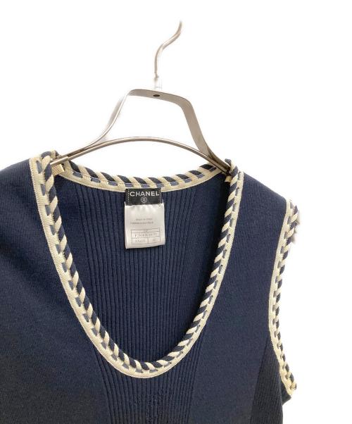 CHANEL（シャネル）CHANEL (シャネル) 胸ココマーク トリム タンクトップ ネイビー サイズ:42の古着・服飾アイテム