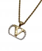 VALENTINOヴァレンティノ）の古着「Ｖロゴラインストーンネックレス」｜ゴールド