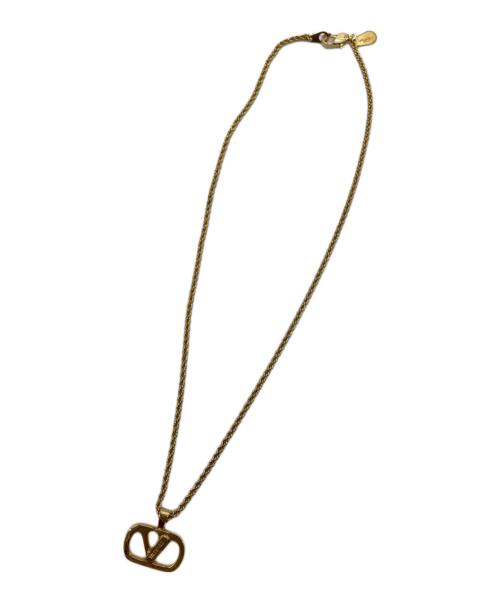 VALENTINO（ヴァレンティノ）VALENTINO (ヴァレンティノ) Ｖロゴラインストーンネックレス ゴールドの古着・服飾アイテム