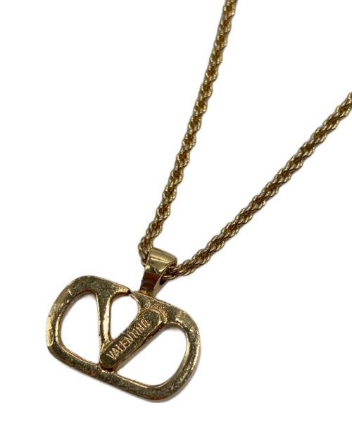 VALENTINO（ヴァレンティノ）VALENTINO (ヴァレンティノ) Ｖロゴラインストーンネックレス ゴールドの古着・服飾アイテム