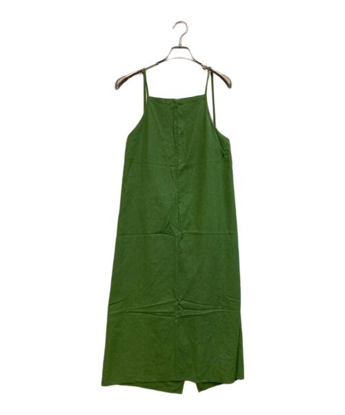BASERANGE（ベースレンジ）BASERANGE (ベースレンジ) シルクエプロンドレス グリーン サイズ:XSの古着・服飾アイテム