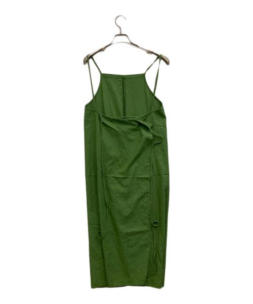 BASERANGE（ベースレンジ）BASERANGE (ベースレンジ) シルクエプロンドレス グリーン サイズ:XSの古着・服飾アイテム