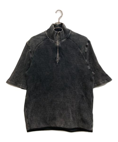 DIESEL（ディーゼル）DIESEL (ディーゼル) S-WAFCOOL ハーフジップ半袖スウェットシャツ ブラック サイズ:Lの古着・服飾アイテム