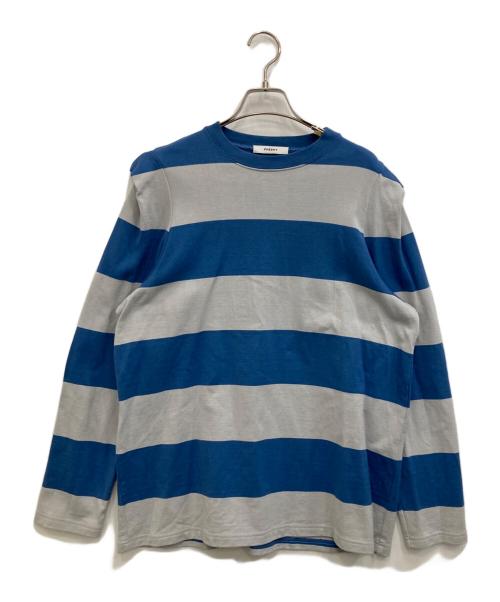 PHEENY（フィーニー）PHEENY (フィーニー) ボーダータックロングスリーブTシャツ ブルー×グレー サイズ:Fの古着・服飾アイテム