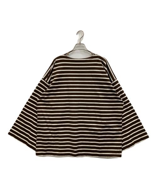 Oblada（オブラダ）oblada (オブラダ) ボーダーカットソー ホワイト×ブラウン サイズ:Fの古着・服飾アイテム