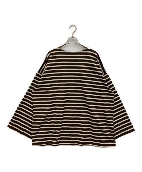 Oblada（オブラダ）oblada (オブラダ) ボーダーカットソー ホワイト×ブラウン サイズ:Fの古着・服飾アイテム