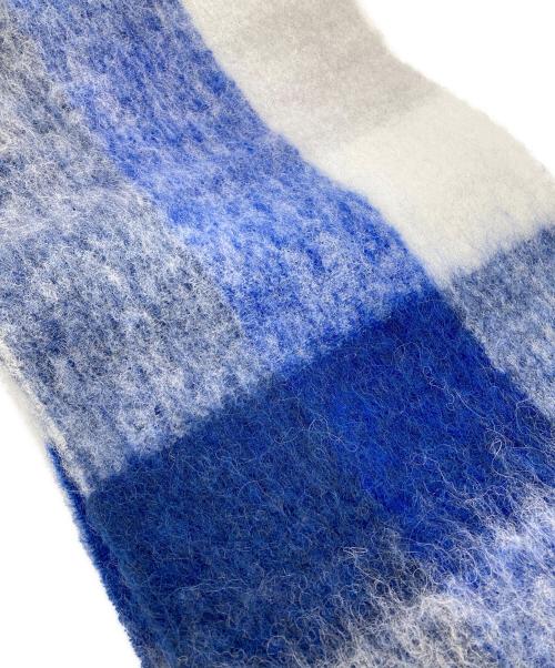 Acne studios（アクネ ストゥディオス）ACNE STUDIOS (アクネ ストゥディオス) モヘアチェックマフラー ブルーの古着・服飾アイテム