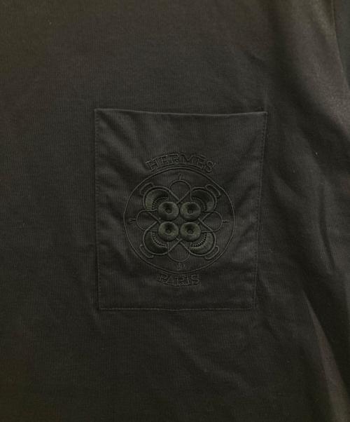 HERMES（エルメス）HERMES (エルメス) エンブロイダリーポケットトTシャツ ブラック サイズ:42の古着・服飾アイテム