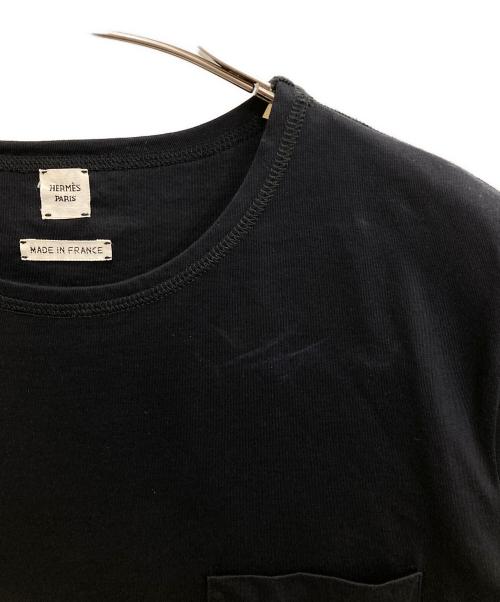 HERMES（エルメス）HERMES (エルメス) エンブロイダリーポケットトTシャツ ブラック サイズ:42の古着・服飾アイテム