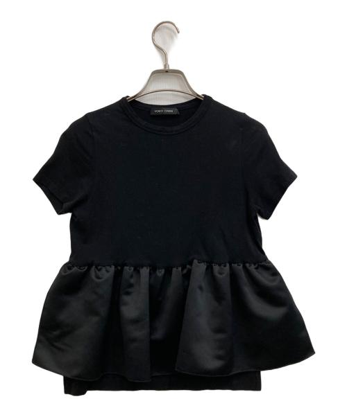 YOKO CHAN（ヨーコチャン）YOKO CHAN (ヨーコチャン) クルーネック ギャザー Tシャツ ブラック サイズ:38の古着・服飾アイテム