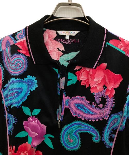 LEONARD SPORT（レオナール スポーツ）LEONARD SPORT (レオナール スポーツ) ペイズリー柄ハーフジップシャツ ブラック サイズ:44の古着・服飾アイテム
