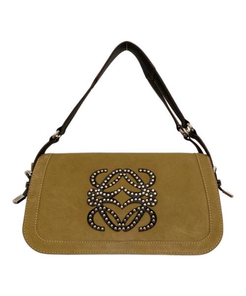 LOEWE（ロエベ）LOEWE (ロエベ) スタッズスエードハンドバッグ ブラウンの古着・服飾アイテム