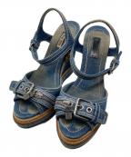 MIU MIUミュウミュウ）の古着「オープントゥーウェッジサンダル」｜インディゴ