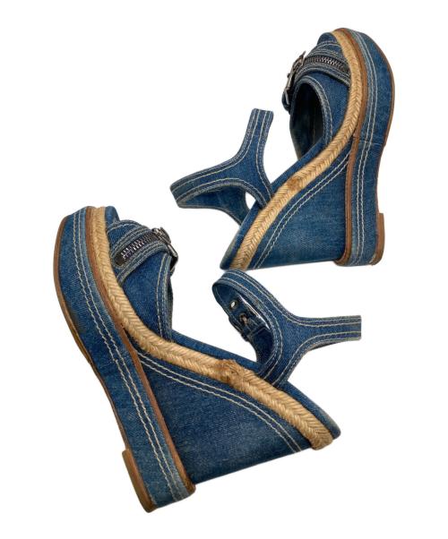 MIU MIU（ミュウミュウ）MIU MIU (ミュウミュウ) オープントゥーウェッジサンダル インディゴ サイズ:37の古着・服飾アイテム