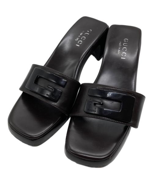 GUCCI（グッチ）GUCCI (グッチ) レザーサンダル ブラウン サイズ:35 1/2の古着・服飾アイテム