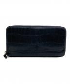 Felisiフェリージ）の古着「クロコ型押しラウンドファスナー財布」｜ブラック