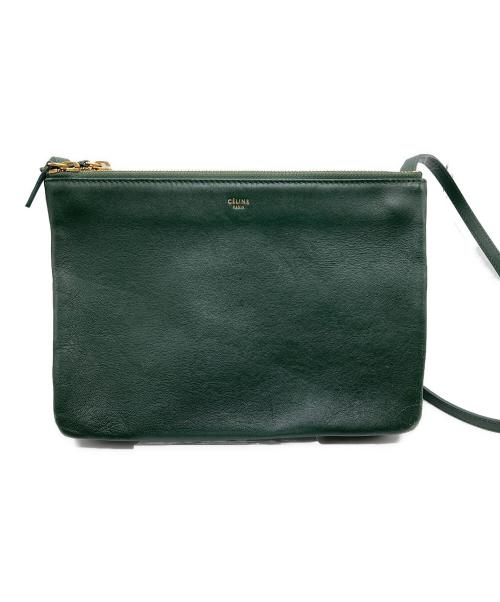 CELINE（セリーヌ）CELINE (セリーヌ) トリオラージショルダーバッグ グリーンの古着・服飾アイテム