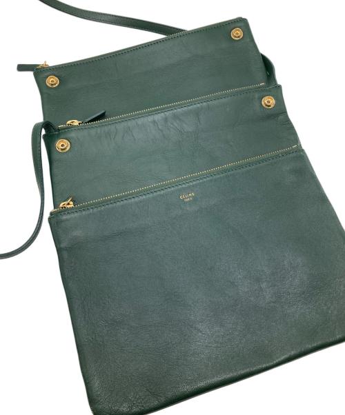 CELINE（セリーヌ）CELINE (セリーヌ) トリオラージショルダーバッグ グリーンの古着・服飾アイテム