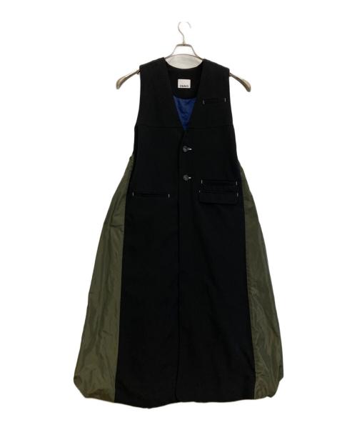 OMMO（オーエムエムオー）OMMO (オーエムエムオー) LONG VEST BALLOON OP オリーブ×ブラック サイズ:36の古着・服飾アイテム