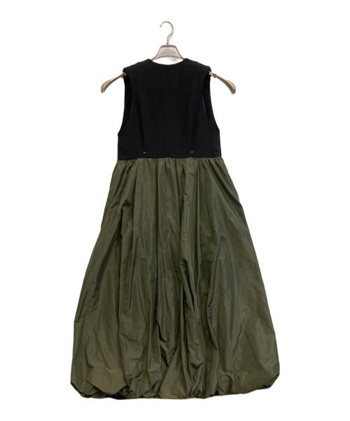 OMMO（オーエムエムオー）OMMO (オーエムエムオー) LONG VEST BALLOON OP オリーブ×ブラック サイズ:36の古着・服飾アイテム