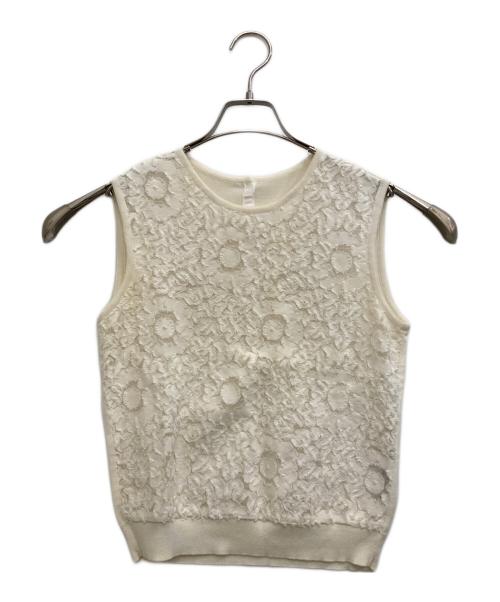 FOXEY（フォクシー）FOXEY (フォクシー) レースノースリーブカットソー ホワイト サイズ:38の古着・服飾アイテム