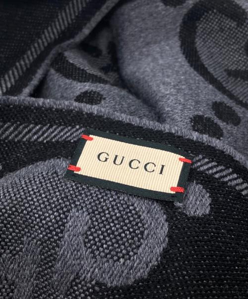 GUCCI（グッチ）GUCCI (グッチ) GGウールジャカードスカーフマフラー グレーの古着・服飾アイテム