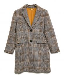 BEAMS Lights（ビームスライト）の古着「ダブルフェイスチェックコート」｜ブラック×イエロー