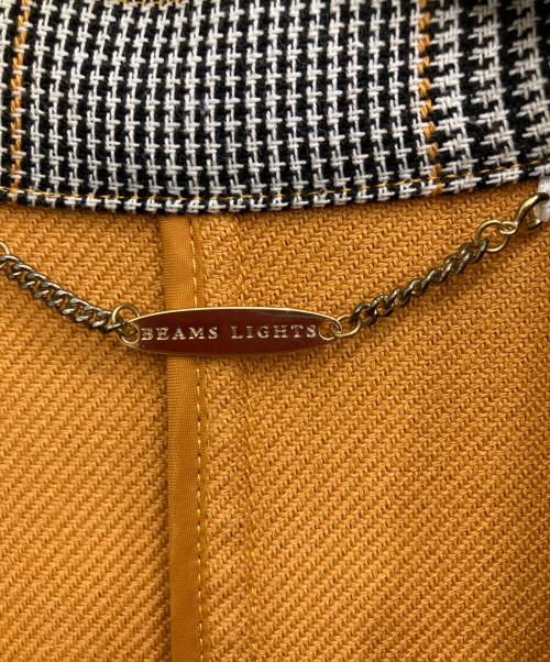 BEAMS Lights（ビームスライト）BEAMS Lights (ビームスライト) ダブルフェイスチェックコート ブラック×イエロー サイズ:36の古着・服飾アイテム