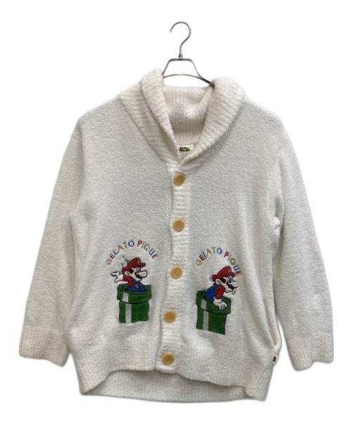 gelato pique（ジェラートピケ）gelato pique (ジェラートピケ) supermario ベビモコジャガードショールカーディガン ホワイト サイズ:M-Lの古着・服飾アイテム