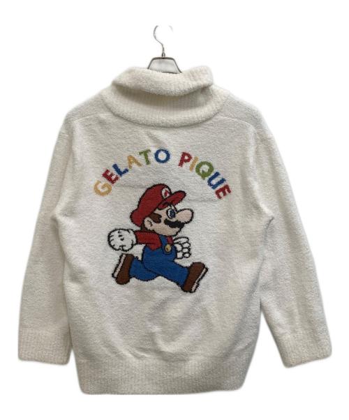 gelato pique（ジェラートピケ）gelato pique (ジェラートピケ) supermario ベビモコジャガードショールカーディガン ホワイト サイズ:M-Lの古着・服飾アイテム